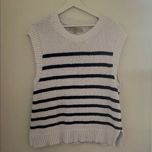 LOFT Navy and White Striped Knit Top